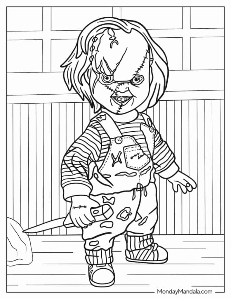 Horror coloring pages free pdf printables
