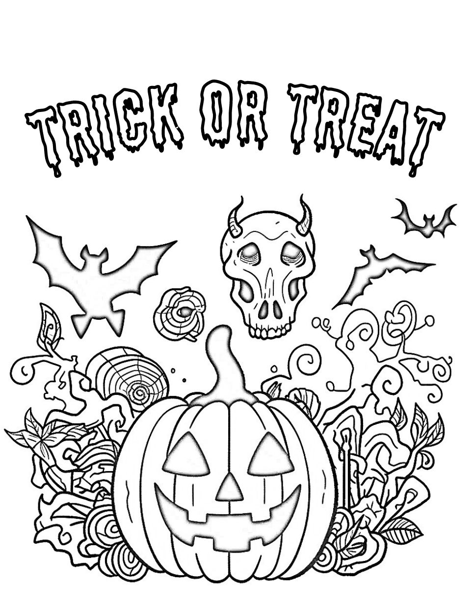 Spooky halloween coloring pages for kids and adults