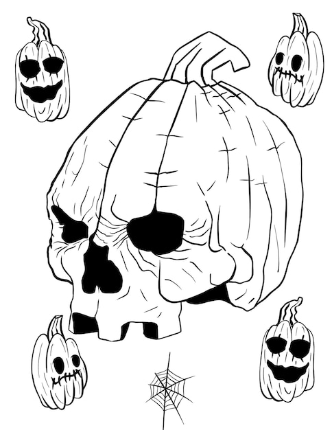 Premium vector halloween coloring page for kids