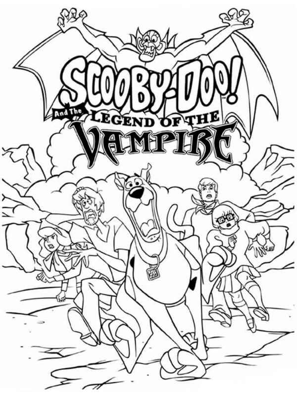 Scooby doo and friends running coloring page