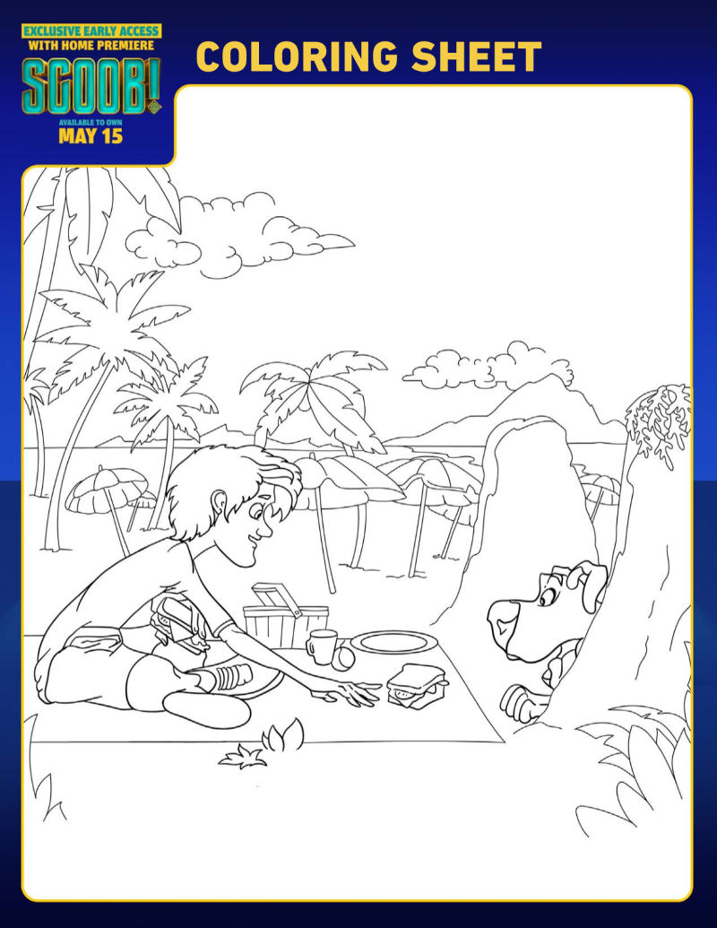 Free printable scooby doo picnic coloring page