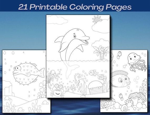 Sea animal coloring pages printable sea animal coloring pages sea animal birthday party activity coloring pages for kids