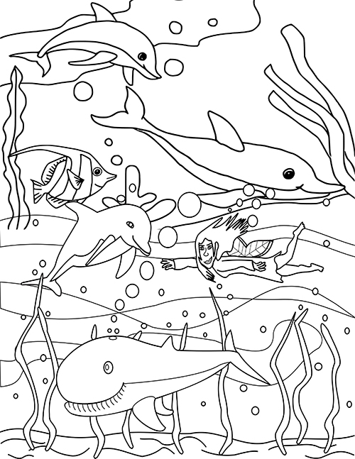 Free printable sea animals coloring pages