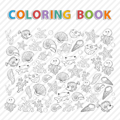 Sea creatures coloring page