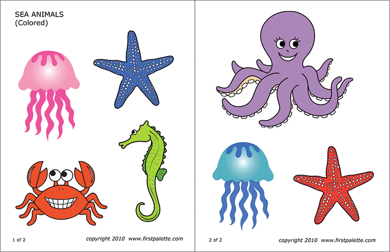 Sea animals free printable templates coloring pages