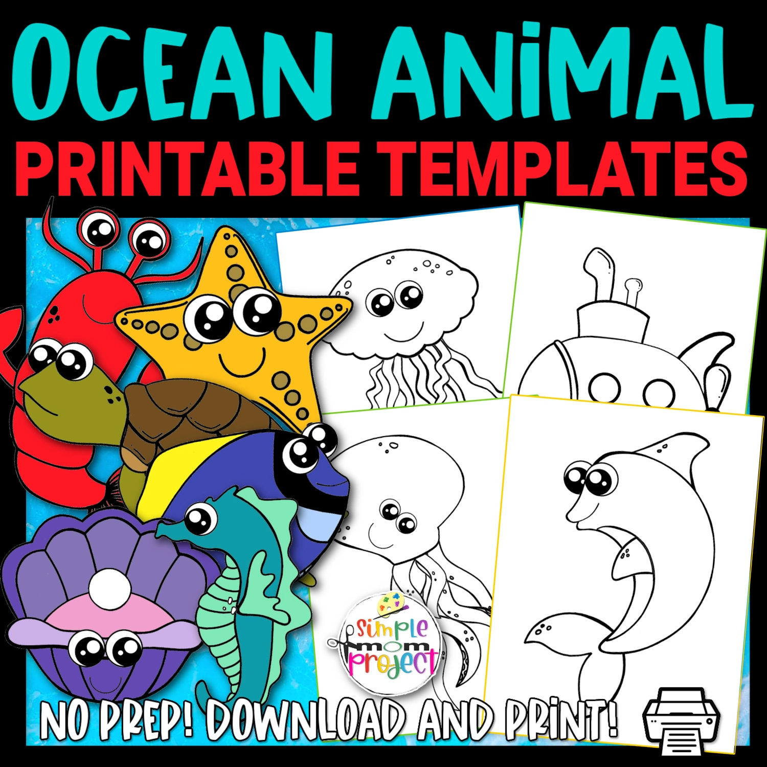 Ocean animal printable templates