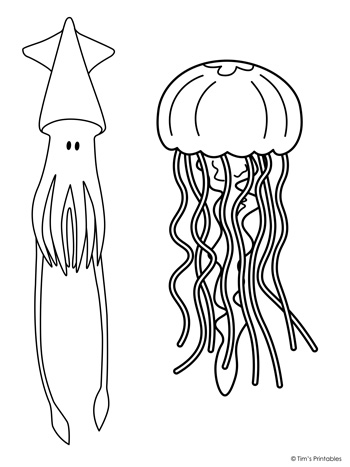 Sea life cut and paste activity coloring pages â tims printables