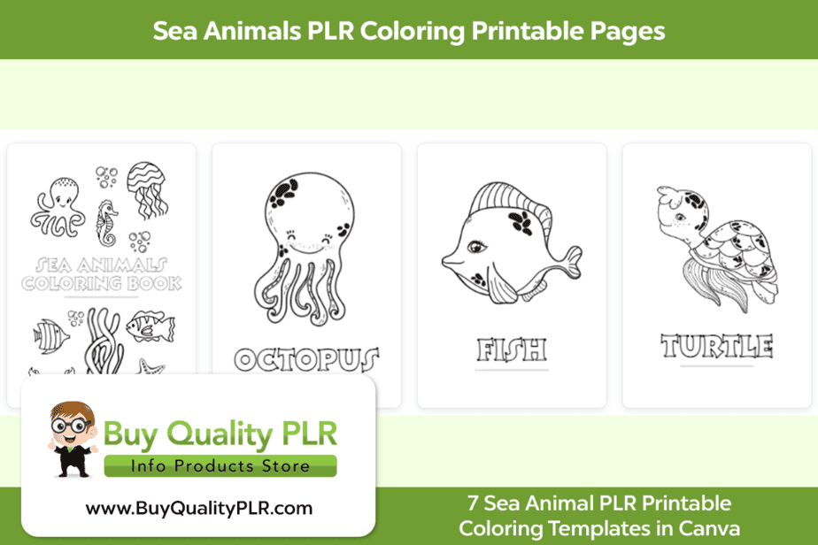 Sea animals plr coloring printable pages plr coloring designs