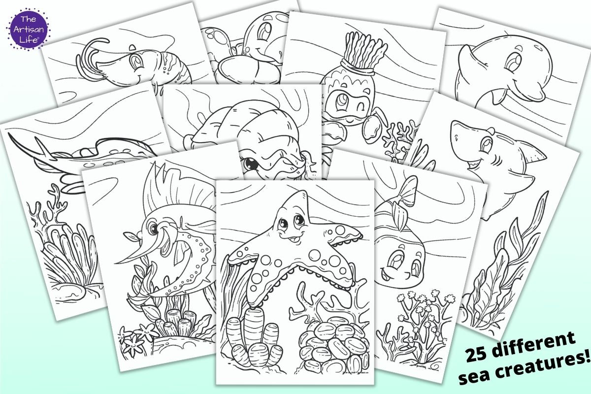 Undersea animal coloring pages â the artisan life