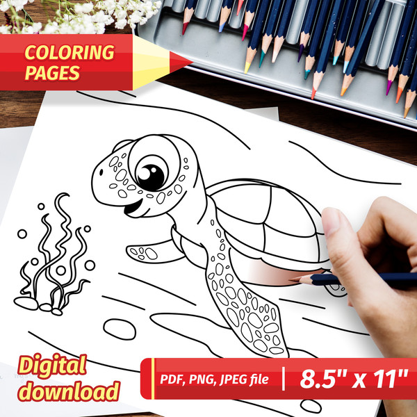 Digital coloring pages ocean printable sea life kids colorin