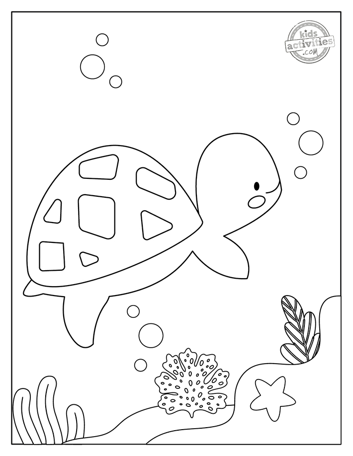 Cute turtle coloring pages