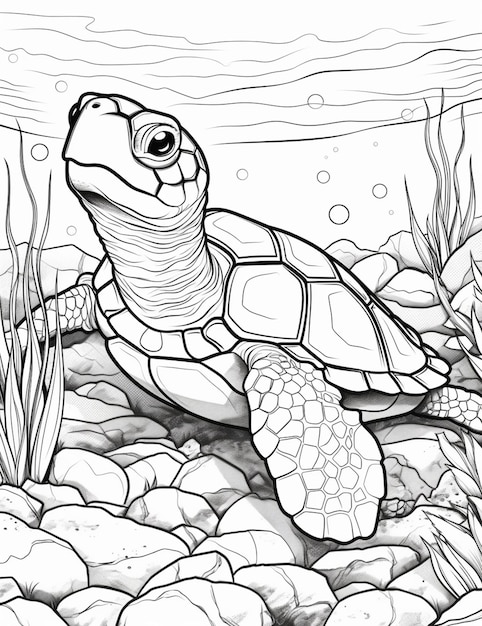 Premium ai image coloring pages of sea turtles free printable sea turtle coloring pages for kids generative ai