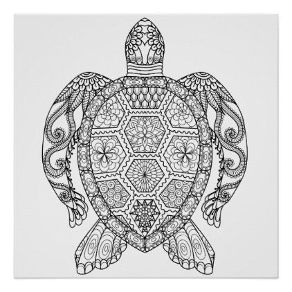 Sea turtle poster zazzle turtle coloring pages free adult coloring pages mandala coloring pages