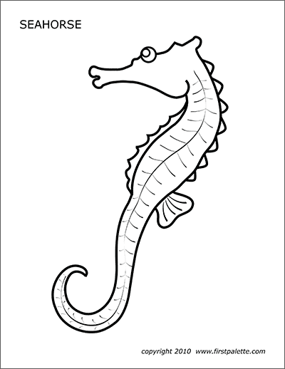 Seahorse free printable templates coloring pages