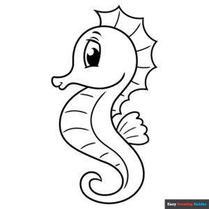 Cartoon seahorse coloring page easy drawing guides