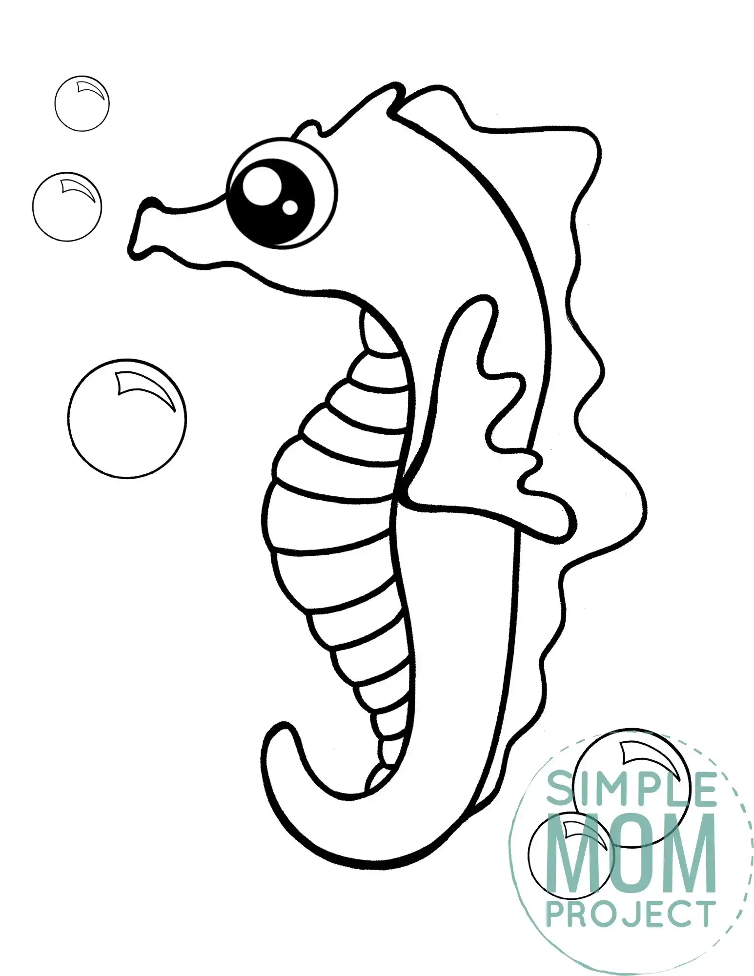 Free printable seahorse coloring page â simple mom project