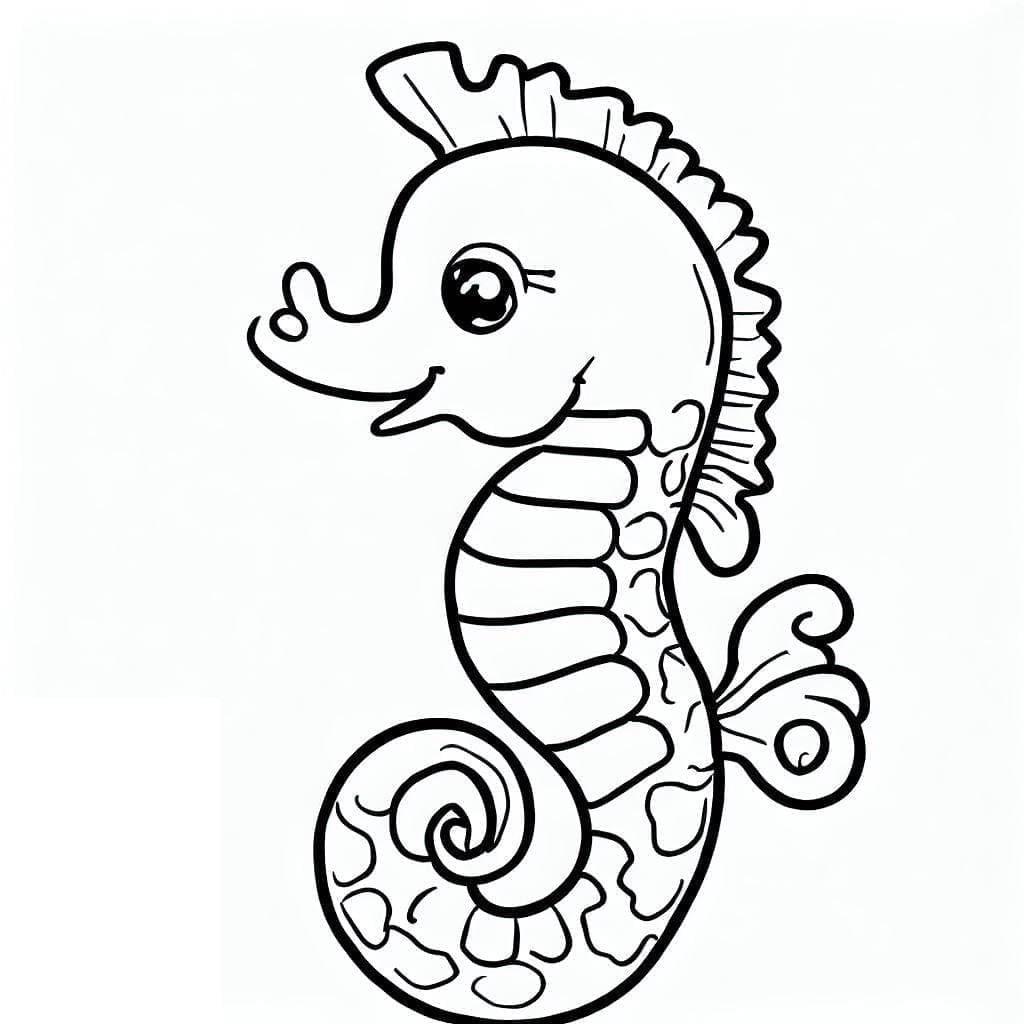 Cute seahorse printable coloring page