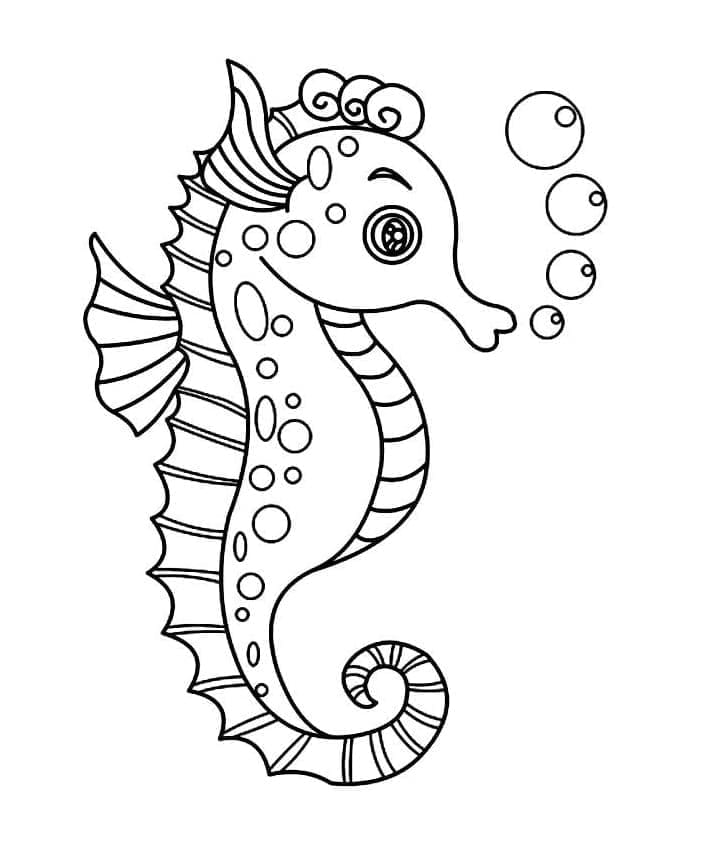 Free printable cute seahorse coloring page