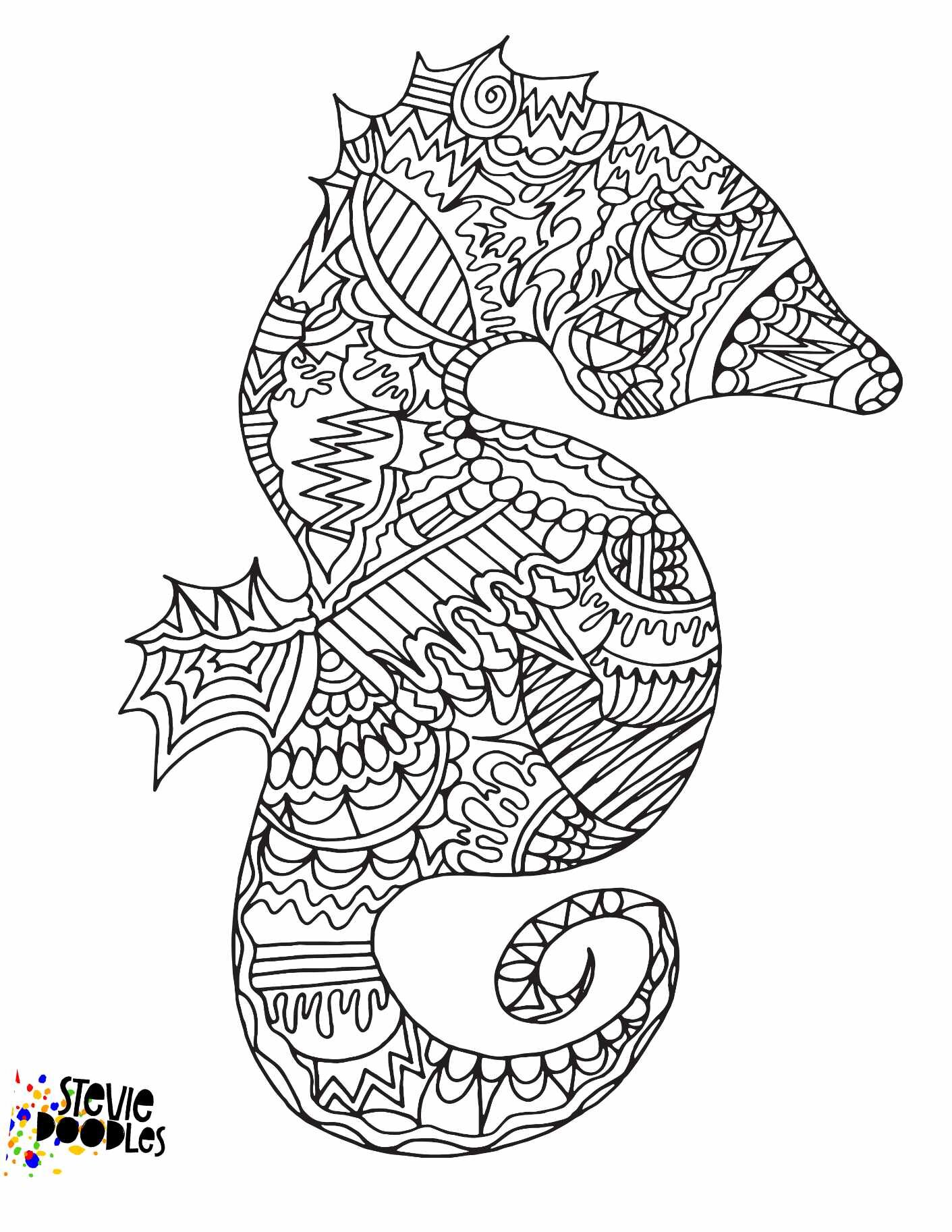 Free seahorse printable coloring page â stevie doodles