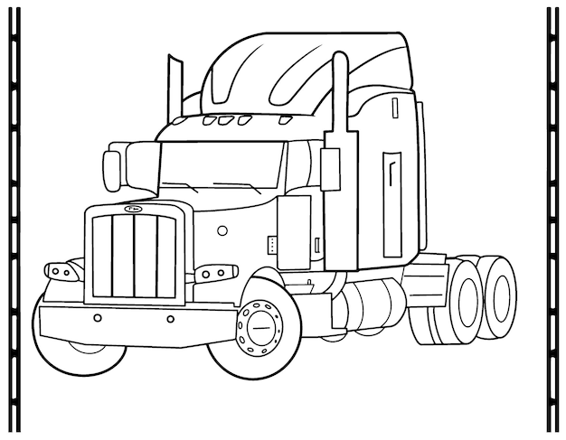 Premium vector truck without a trailer thin line icon american trucks coloring pages