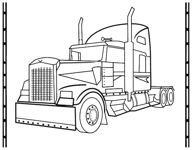 Premium vector truck without a trailer thin line icon american trucks coloring pages