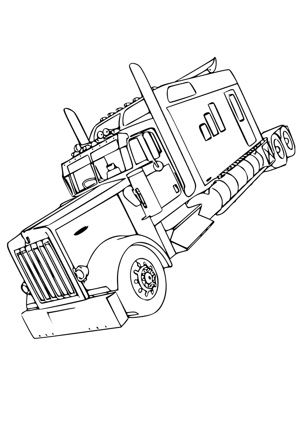 Free printable semi truck real coloring page for adults and kids
