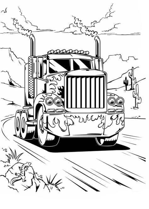 Long haul truck coloring page