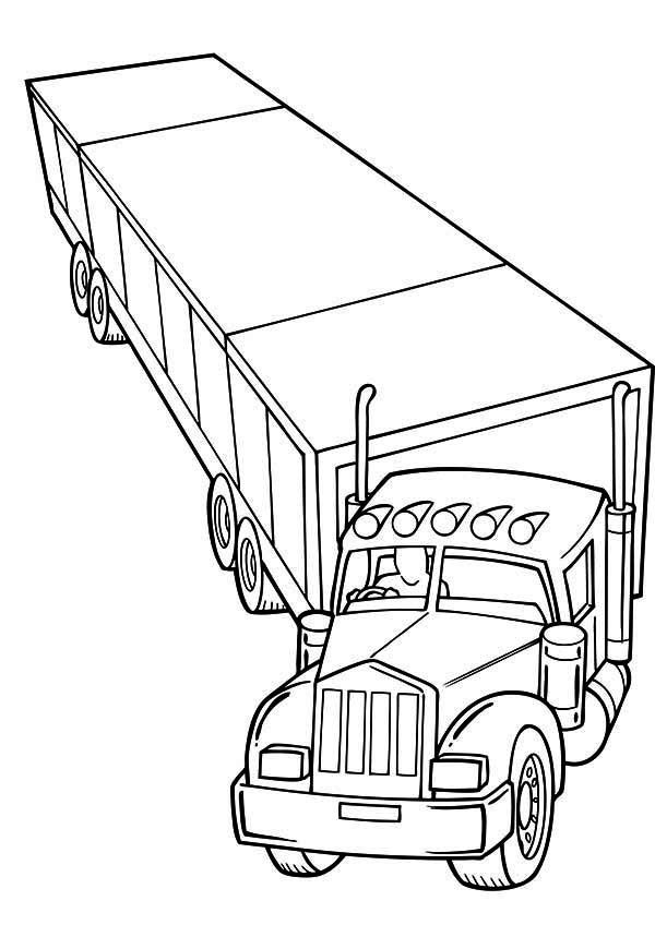 Trailer semi truck coloring page