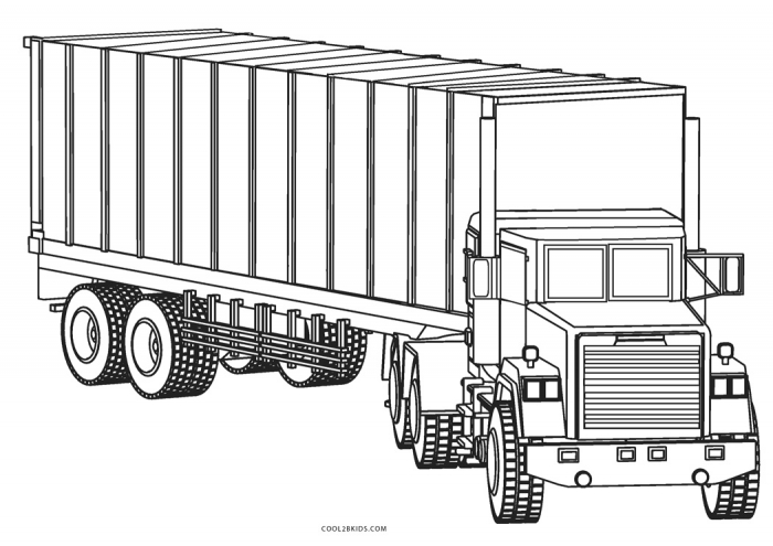 Semi truck coloring page worksheets