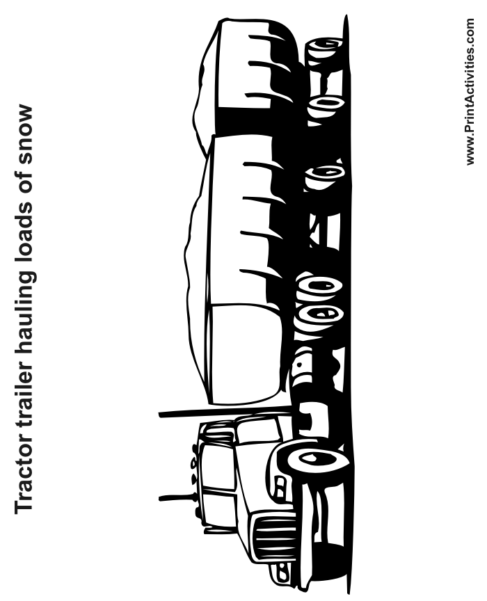 Tractor trailer coloring page free printable truck activity