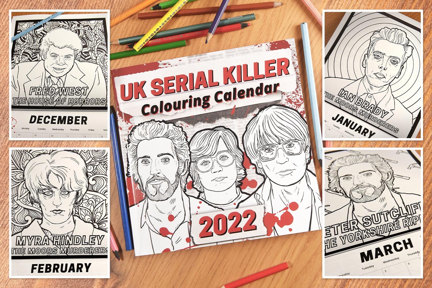 Sick louring calendar featuring faces of british serial killers from ian brady to peter sutcliffe for sale on amazon the sun