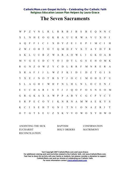 Seven sacraments word search