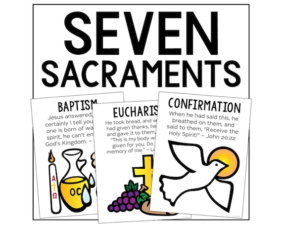 Seven sacraments for kids catholic poster coloring page activity homeschool printable bulletin board ccd lesson project room decor