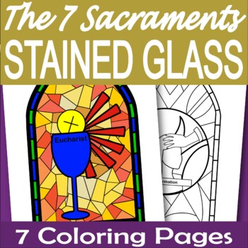 Catholic seven sacraments coloring pages stained glass windows tpt