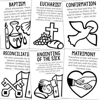 Seven sacraments coloring pages and posters church bulletin board activity