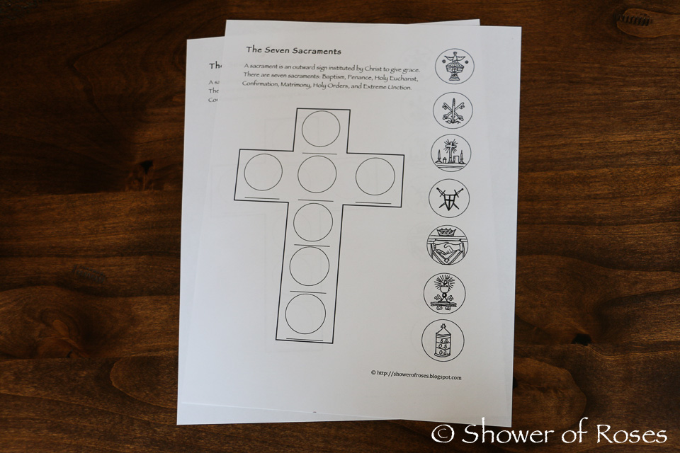 The seven sacraments stained glass window catechism craft with free printable