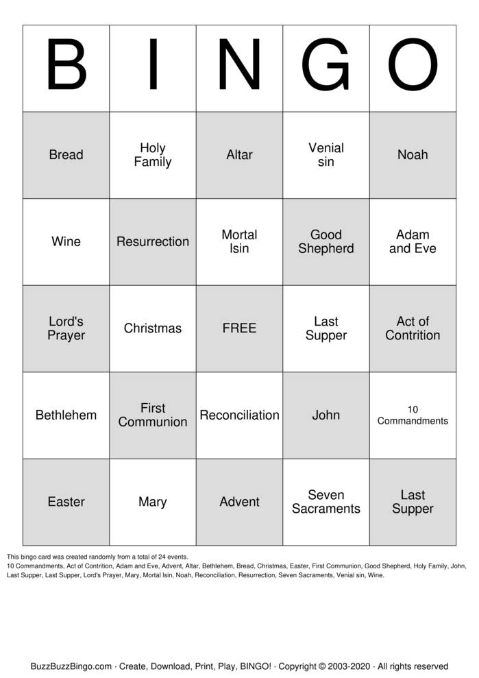 Seven sacraments bingo cards to download print and customize