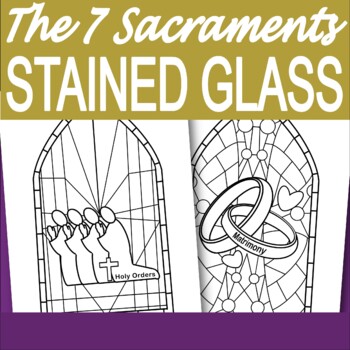 Catholic seven sacraments coloring pages stained glass windows tpt