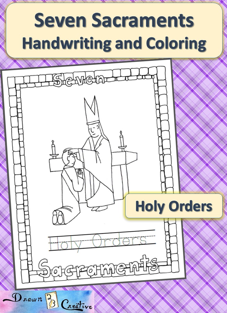 Seven sacraments handwriting and coloring