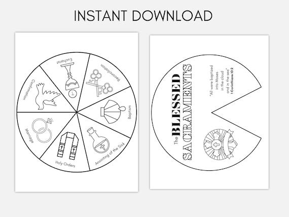 Seven sacraments coloring wheel sacraments coloring page catachesim ccd cfp catholic printable sacraments prep first confession