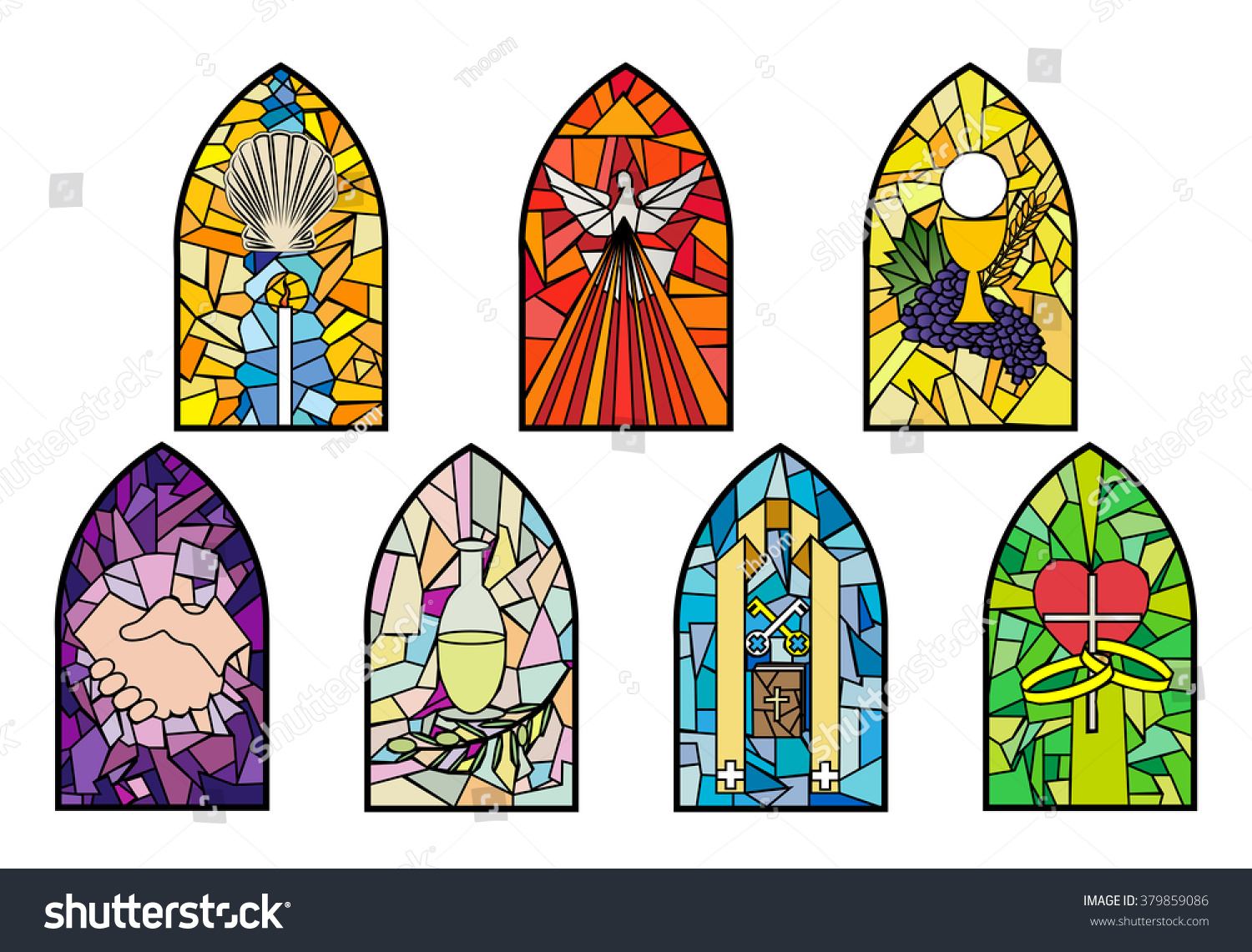 Symbols seven sacraments catholic church on stock vector royalty free