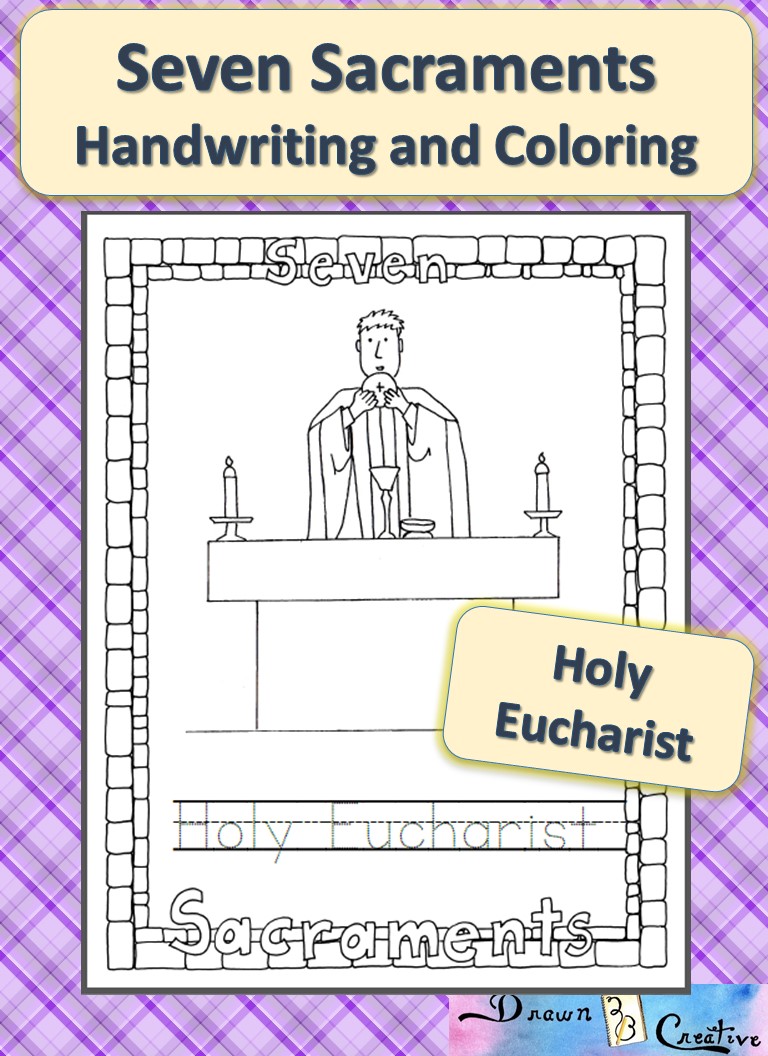 Seven sacraments coloring and handwriting