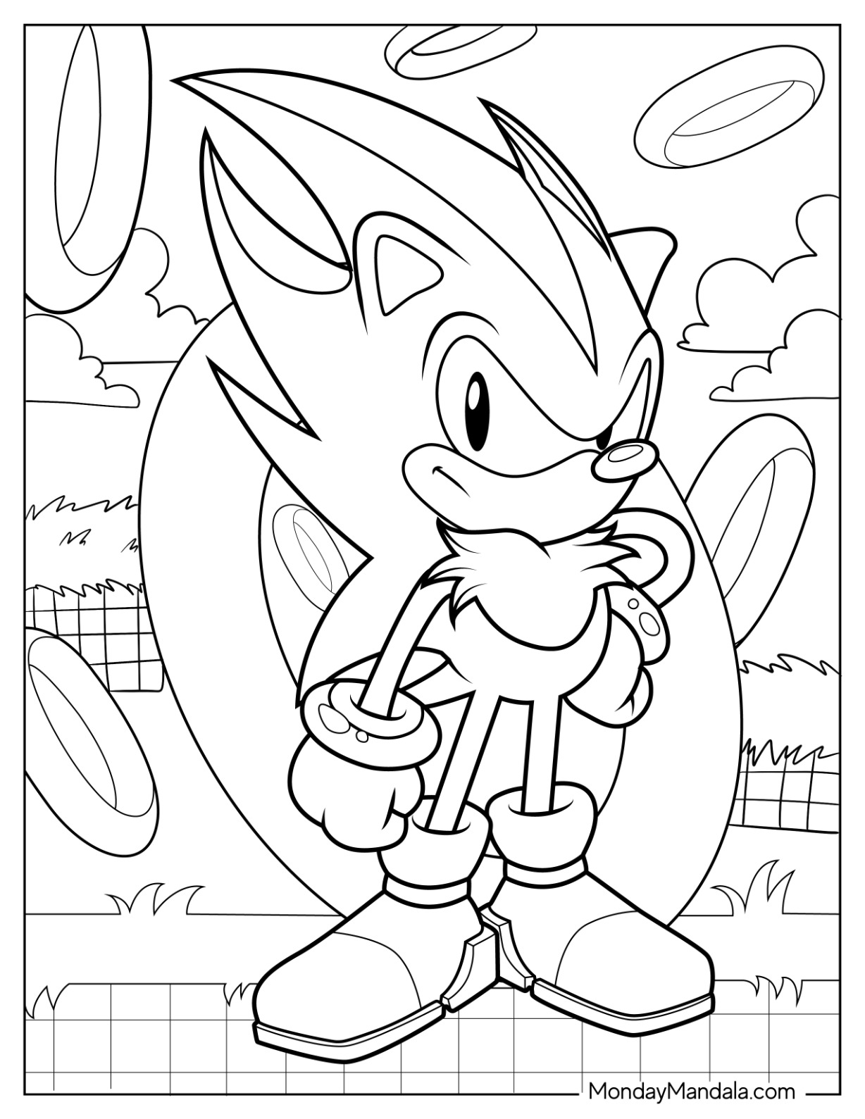 Shadow sonic coloring pages free pdf printables