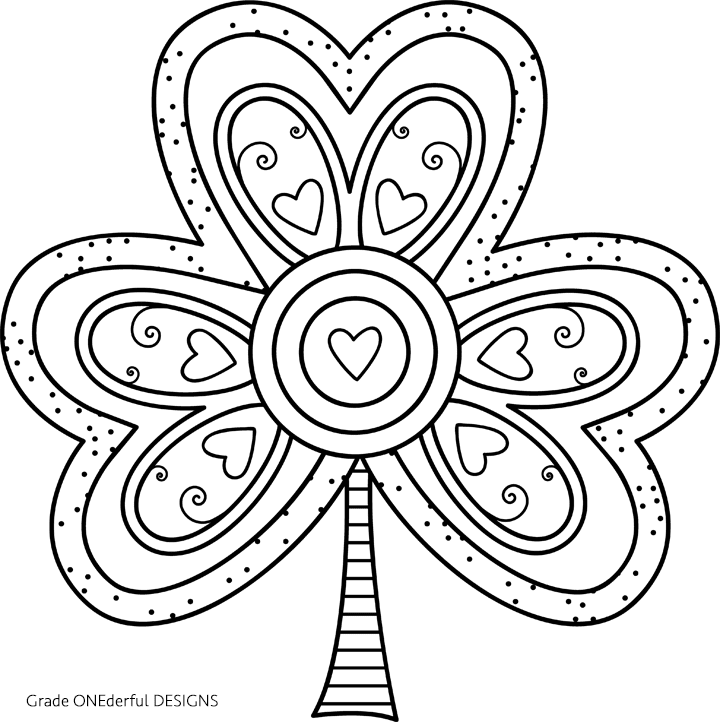 Free shamrock coloring page grade onederful