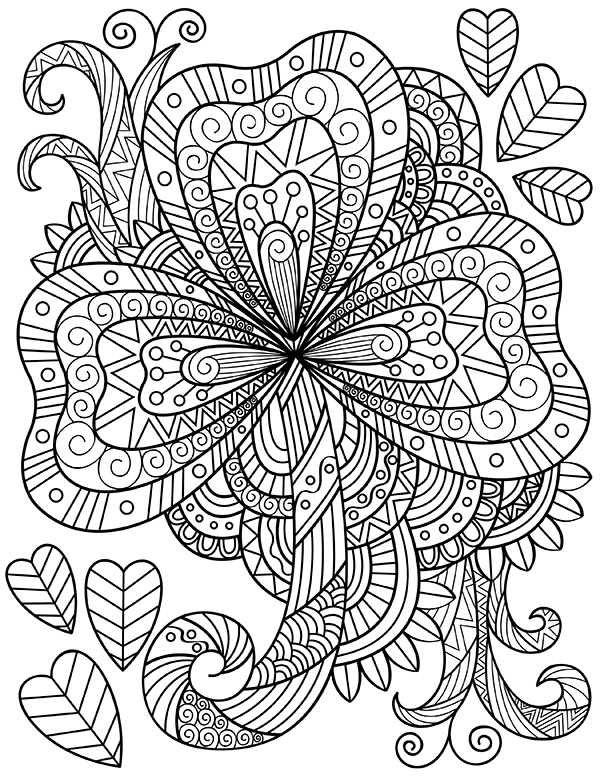 Printable shamrock adult coloring page