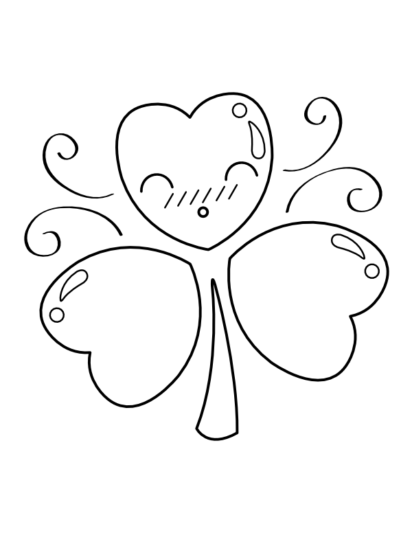 Printable cute shamrock coloring page