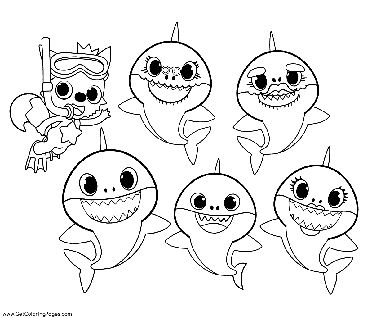 Baby shark coloring pages for free