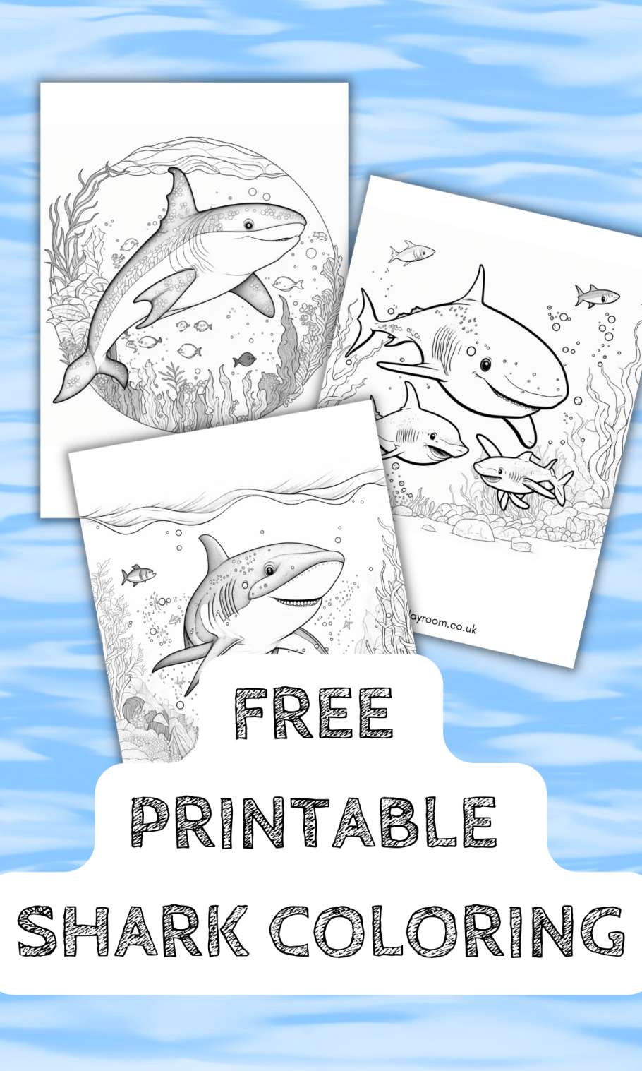 Free printable shark loring pages for kids