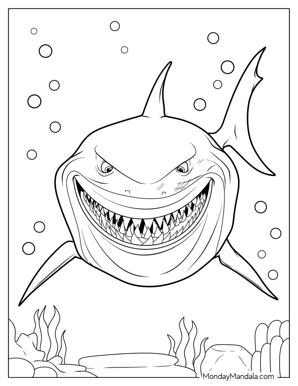 Shark coloring pages free pdf printables