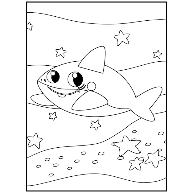 Premium vector printable shark coloring pages for kids premium vector